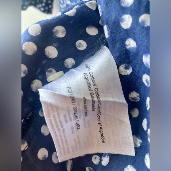 ESPRIT navy blue wit white polka dot shirt (size XL, TTS) - Picture 5 of 5